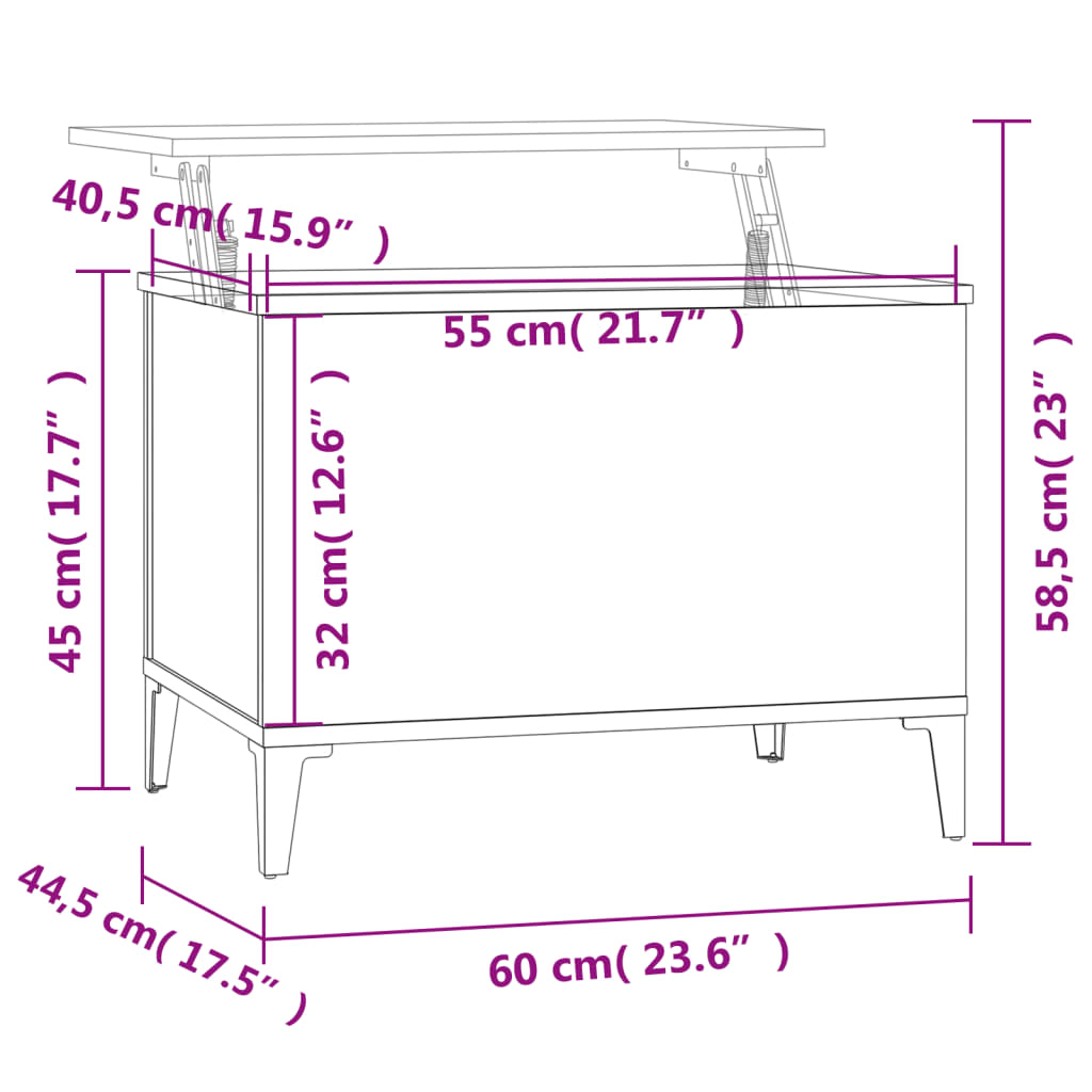 vidaXL Τραπεζάκι Σαλονιού Μαύρο 60x44,5x45 εκ. Επεξεργασμένο Ξύλο