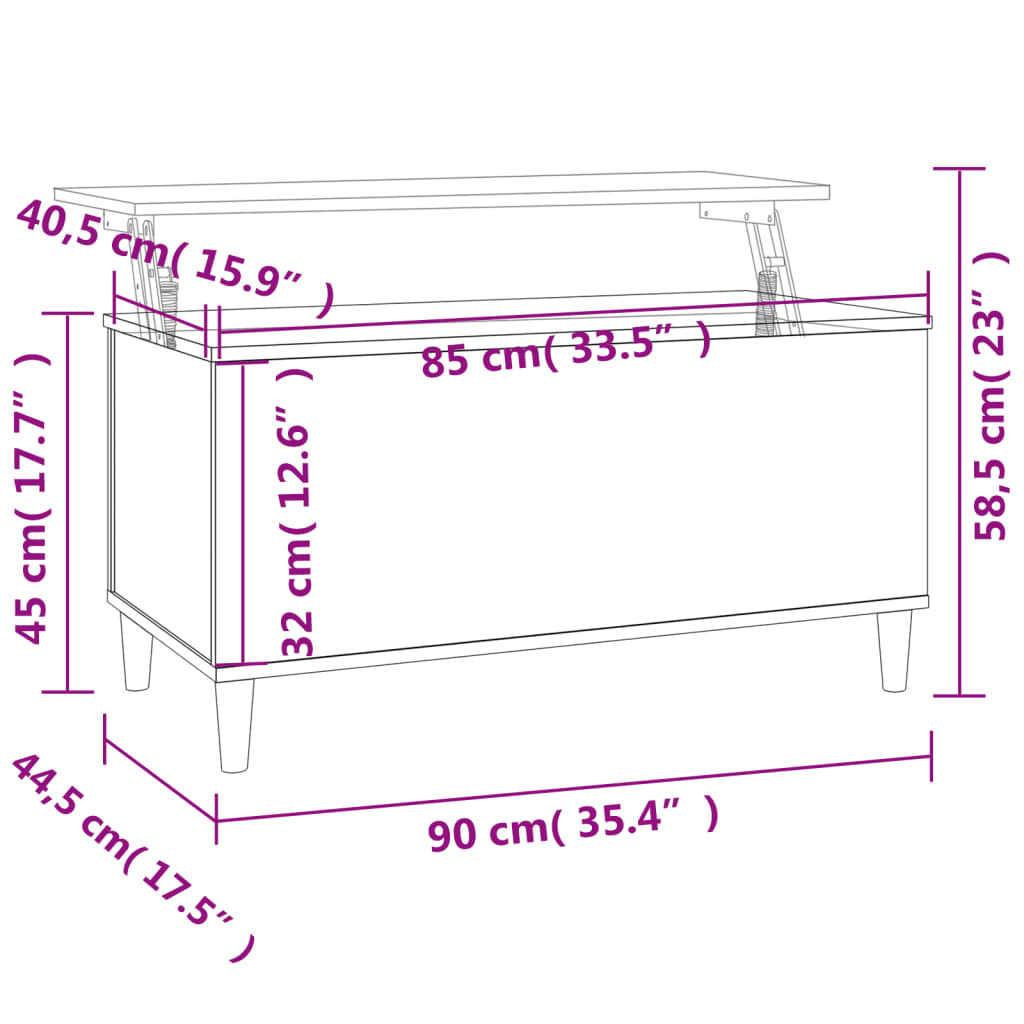 vidaXL Τραπεζάκι Σαλονιού Γκρι Sonoma 90x44,5x45 εκ.Επεξεργασμένο Ξύλο