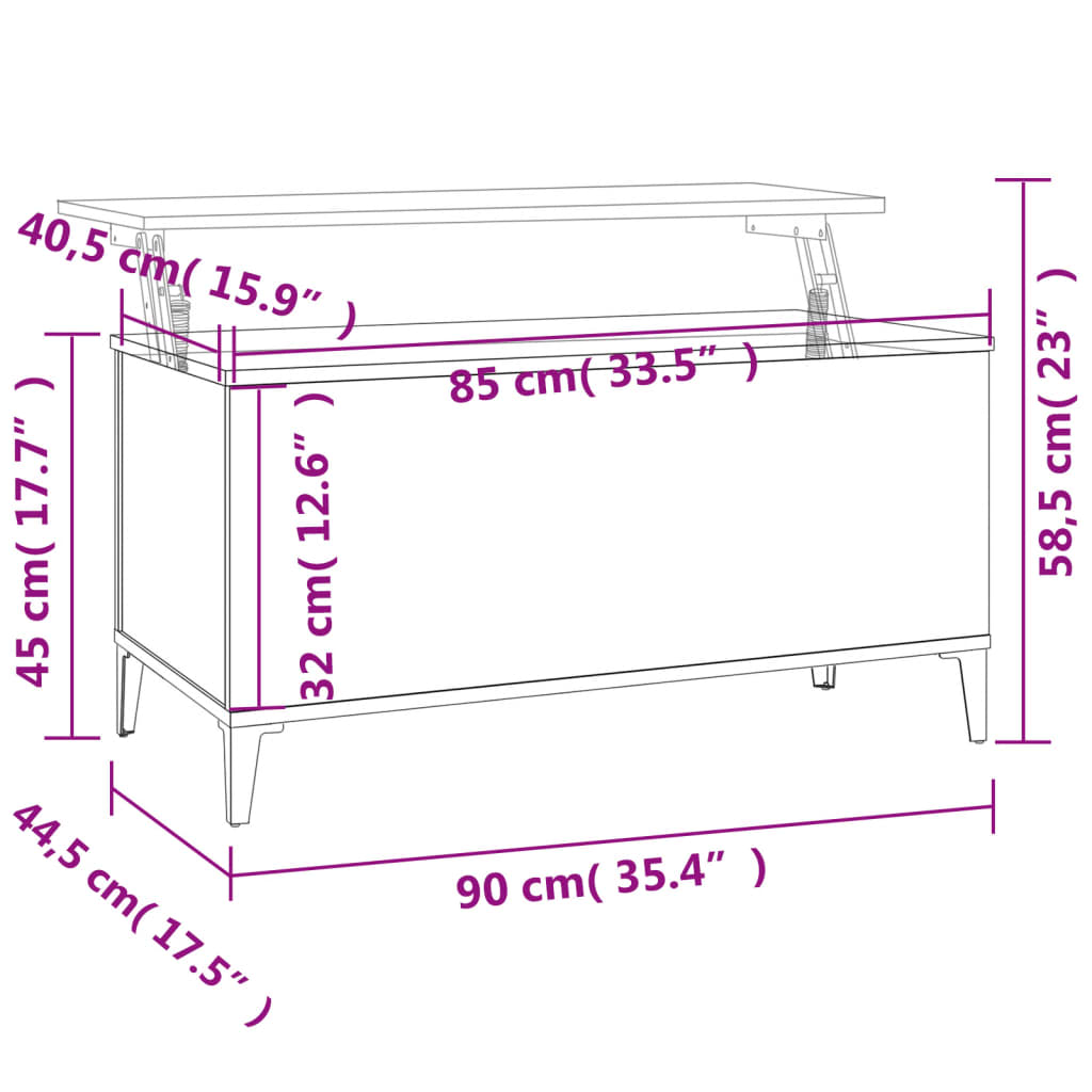 vidaXL Τραπεζάκι Σαλονιού Sonoma Δρυς 90x44,5x45εκ. Επεξεργασμένο Ξύλο