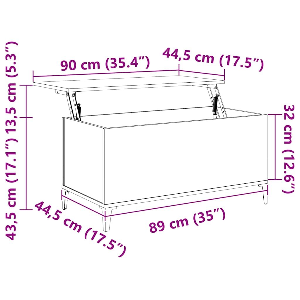 vidaXL Τραπεζάκι Σαλονιού Sonoma Δρυς 90x44,5x45εκ. Επεξεργασμένο Ξύλο