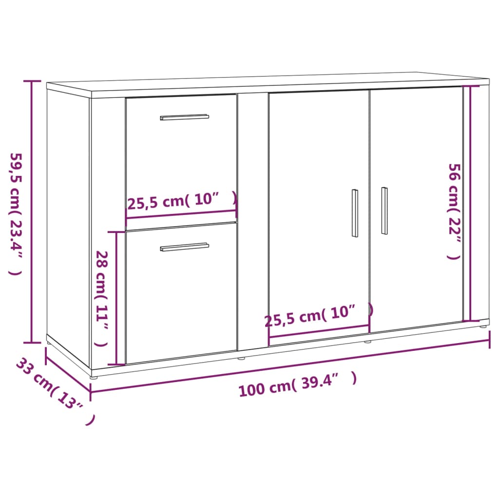 vidaXL Ντουλάπι Γκρι Σκυροδέματος 100x33x59,5 εκ. Επεξεργασμένο Ξύλο