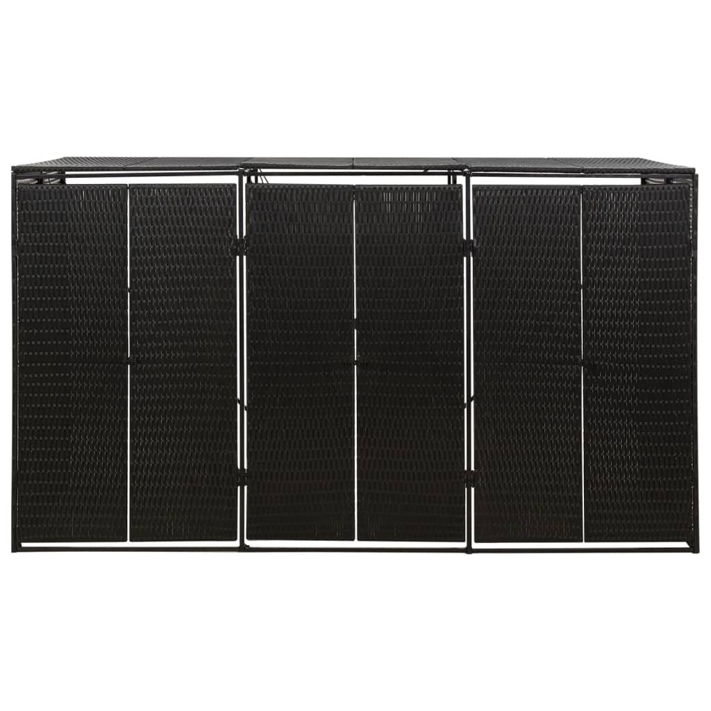 vidaXL Πλαίσιο για Κάδο με Ρόδες Μαύρο 207x80x117 εκ. Συνθ. Ρατάν