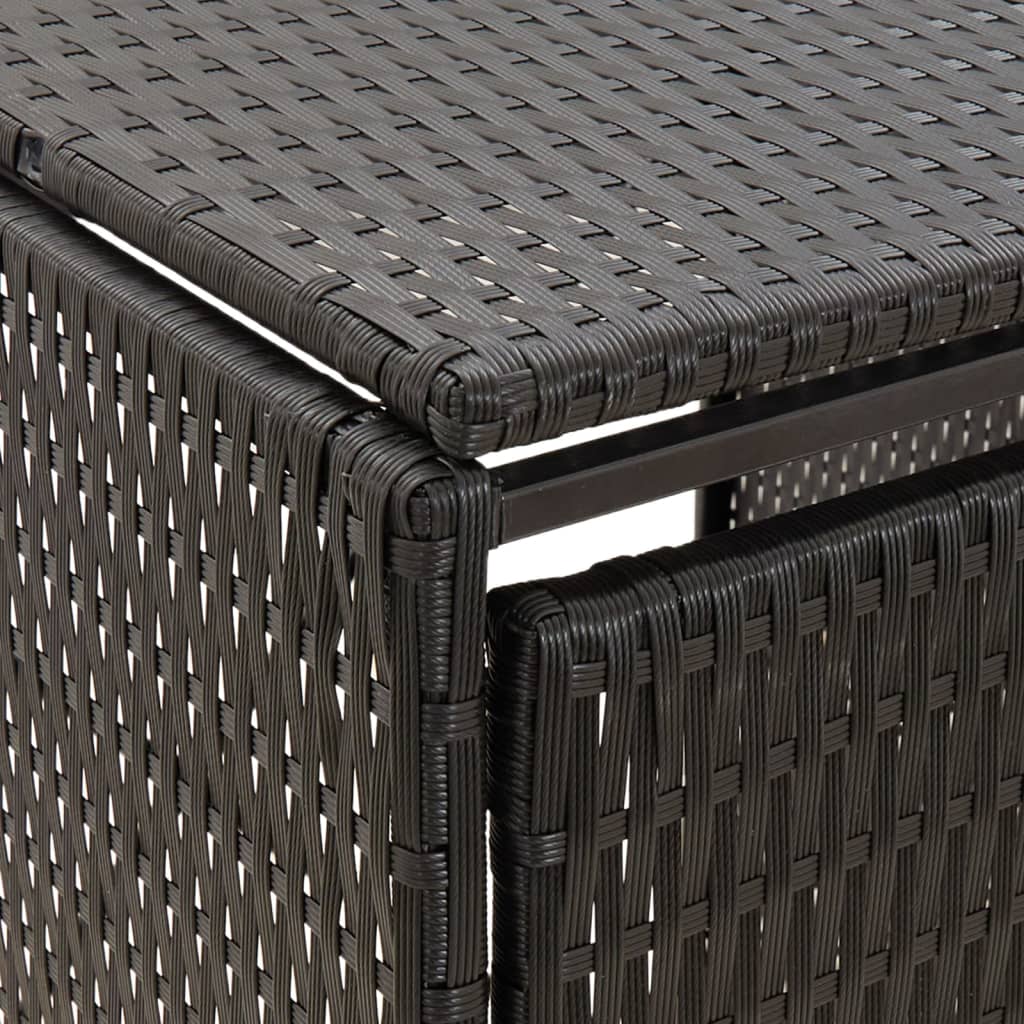 vidaXL Πλαίσιο για Κάδο Απορρ. με Ρόδες Μαύρο 274x80x117εκ Συνθ. Ρατάν