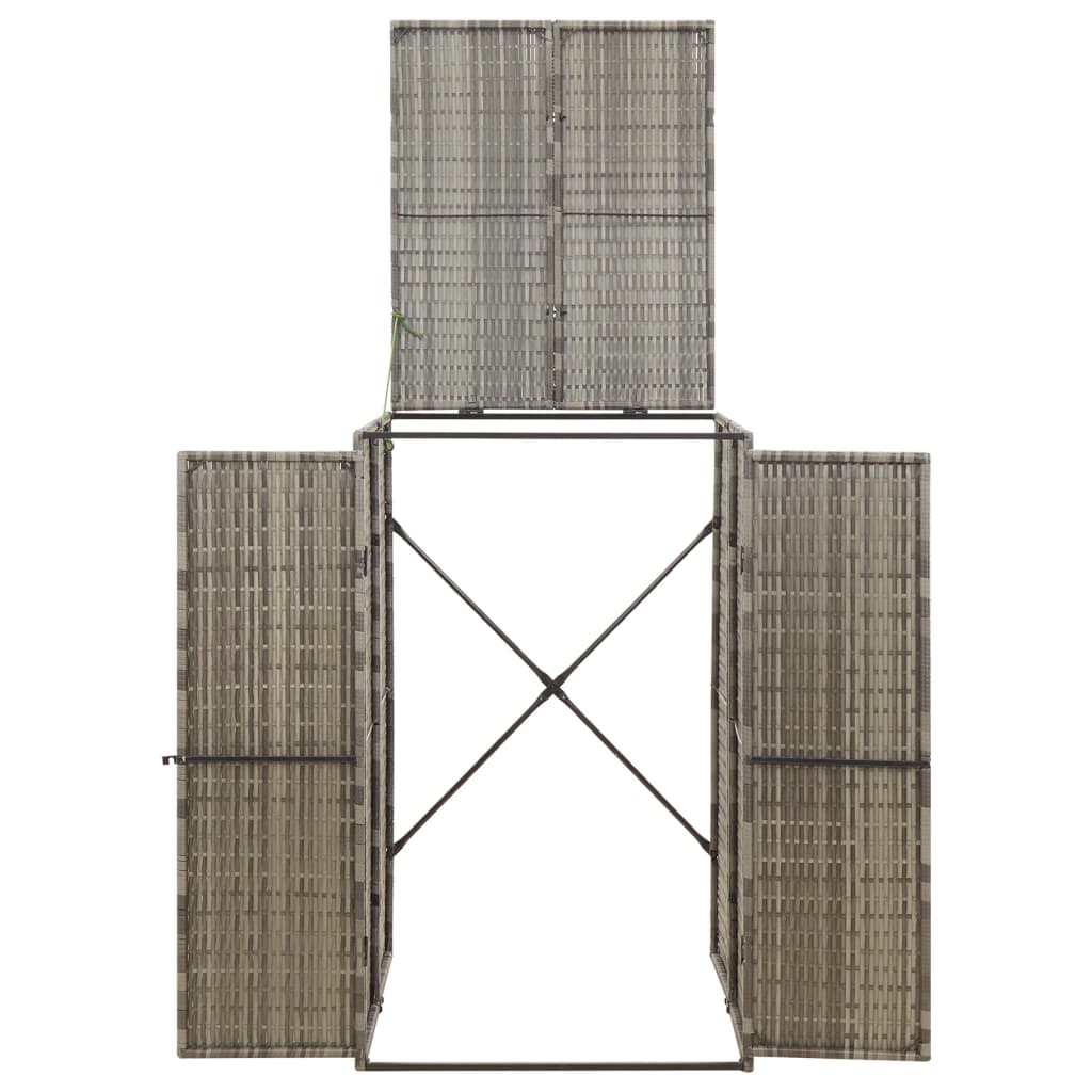 vidaXL Πλαίσιο για Κάδο Απορρ. με Ρόδες Γκρι 70x80x117 εκ. Συνθ. Ρατάν