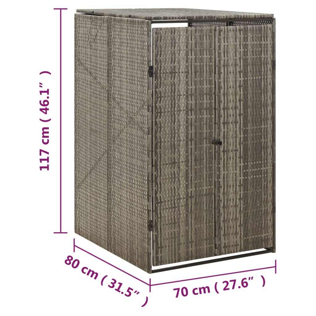 vidaXL Πλαίσιο για Κάδο Απορρ. με Ρόδες Γκρι 70x80x117 εκ. Συνθ. Ρατάν