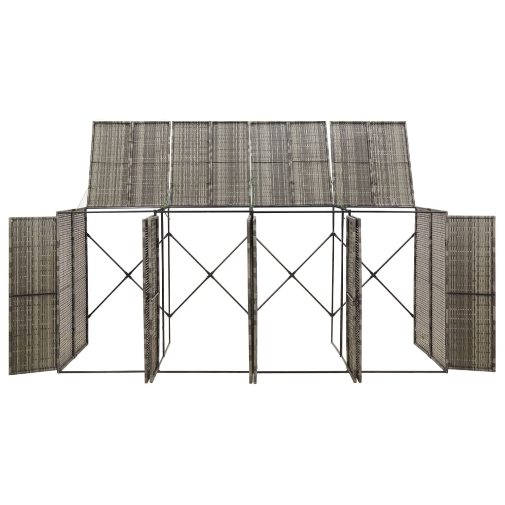 vidaXL Πλαίσιο για Κάδο Απορρ. με Ρόδες Γκρι 274x80x117 εκ Συνθ. Ρατάν