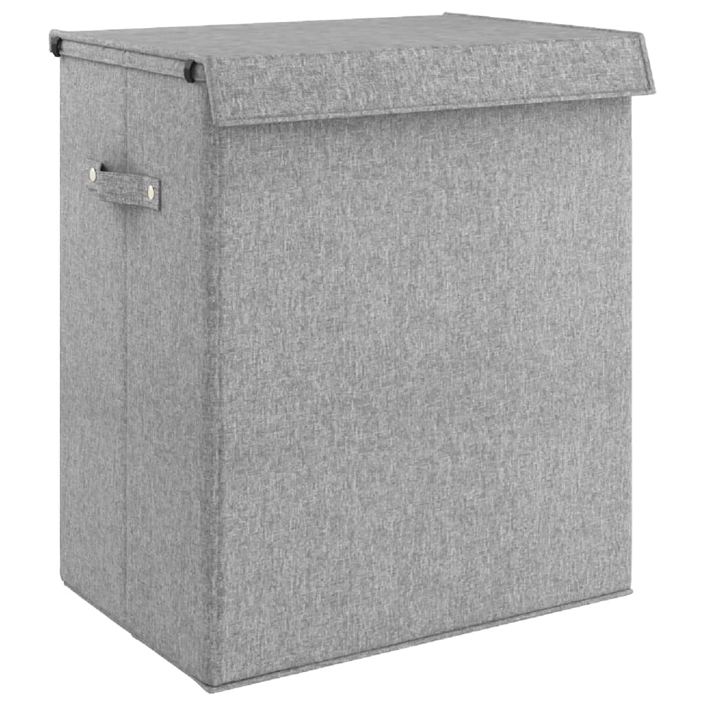 vidaXL Καλάθι Ρούχων Πτυσσόμενο Γκρι 51x34,5x59 εκ. Συνθ. Λινό Ύφασμα