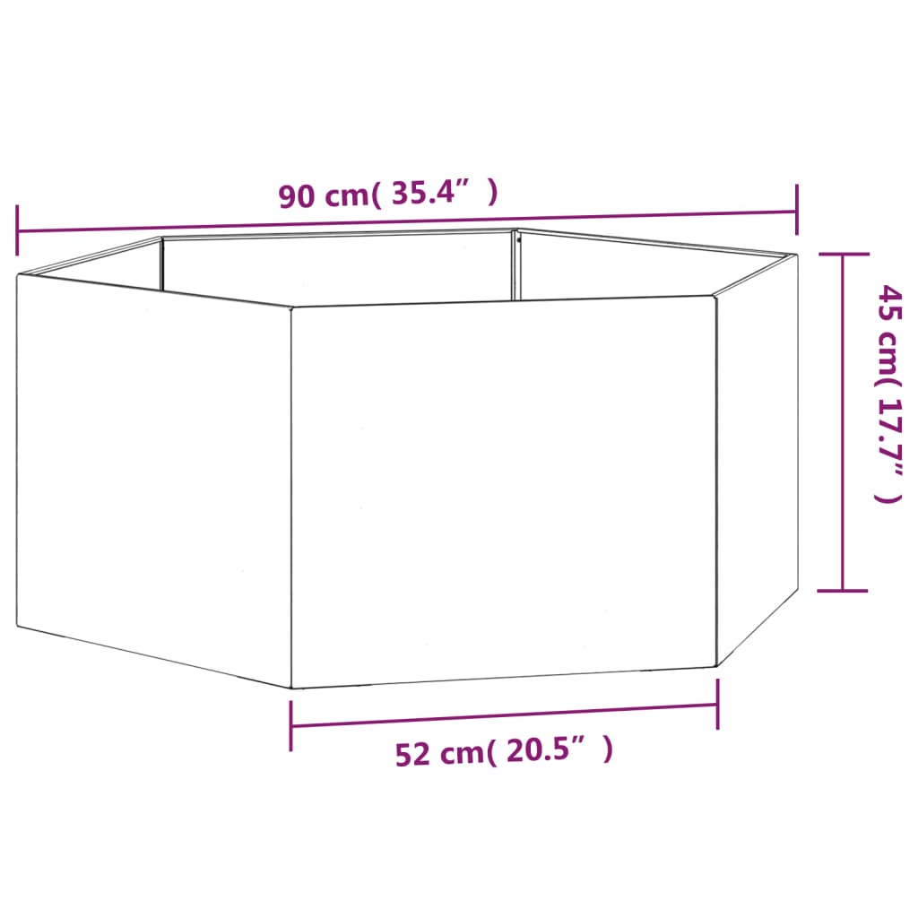 vidaXL Ζαρντινιέρα Σκουρ. 90 x 90 x 45 εκ. Ατσάλι Σκληρυθέν στον Αέρα