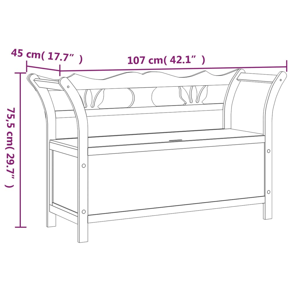 vidaXL Πάγκος Μαύρος 107 x 45 x 75,5 εκ. από Μασίφ Ξύλο Ελάτης
