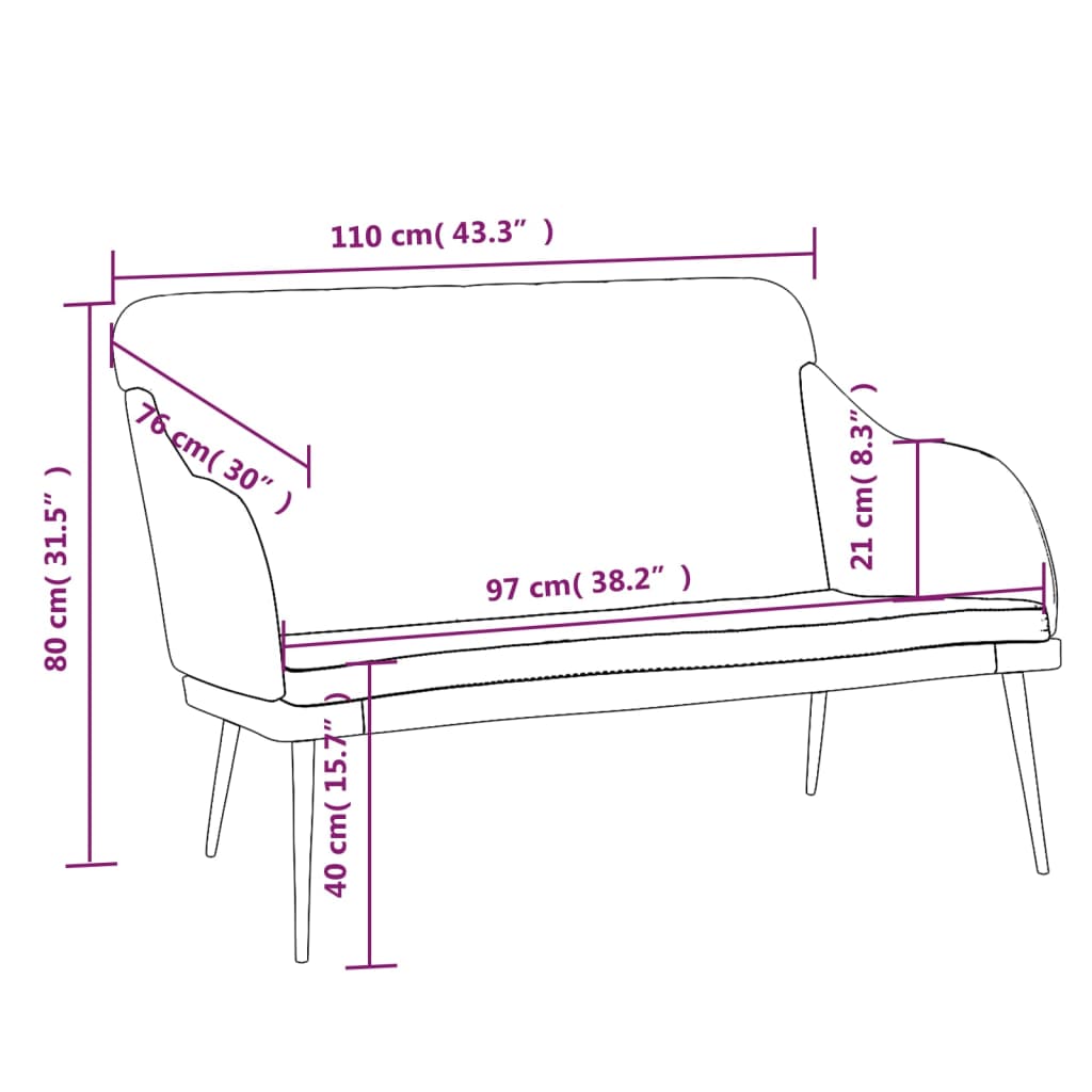 vidaXL Πάγκος Μαύρος 110x76x80 εκ. Βελούδινος