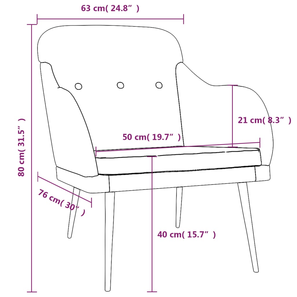 vidaXL Πολυθρόνα Κρεμ 63 x 76 x 80 εκ. Υφασμάτινη