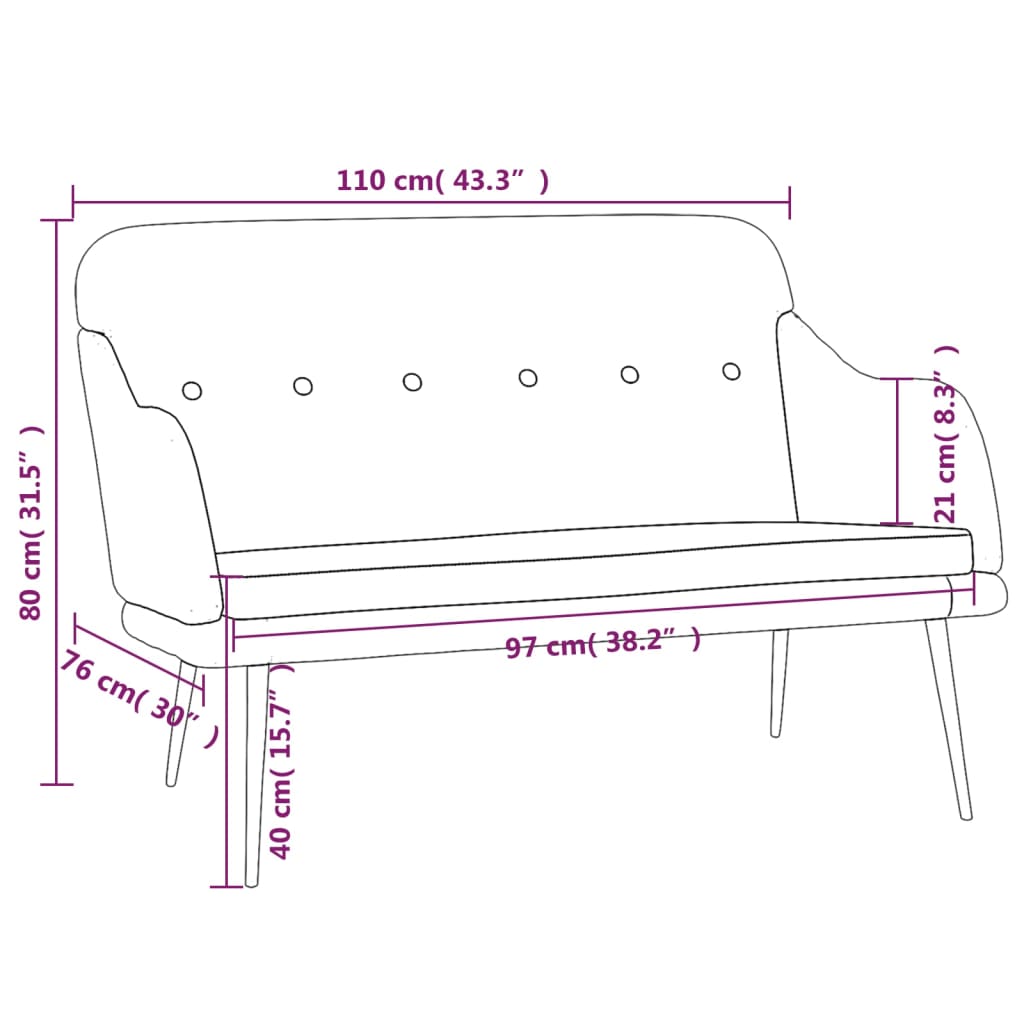 vidaXL Πάγκος Σκούρο Πράσινο 110x76x80 εκ. Υφασμάτινος