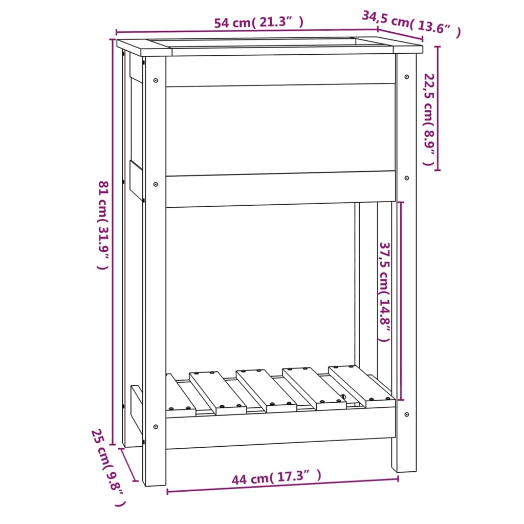 vidaXL Ζαρντινιέρα με Ράφι Μελί 54x34,5x81 εκ. από Μασίφ Ξύλο Πεύκου