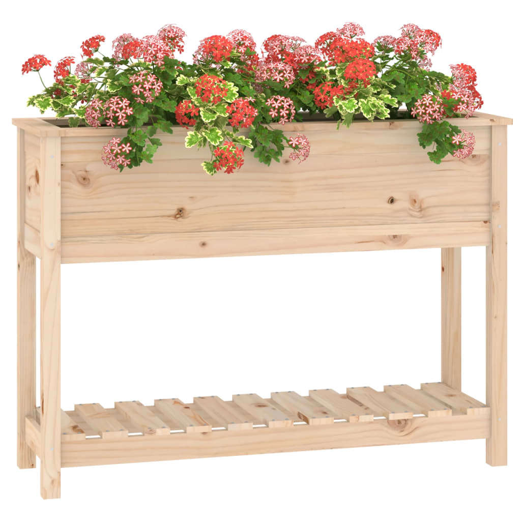 vidaXL Ζαρντινιέρα με Ράφι 111,5 x 34,5 x 81 εκ. Μασίφ Ξύλο Πεύκου