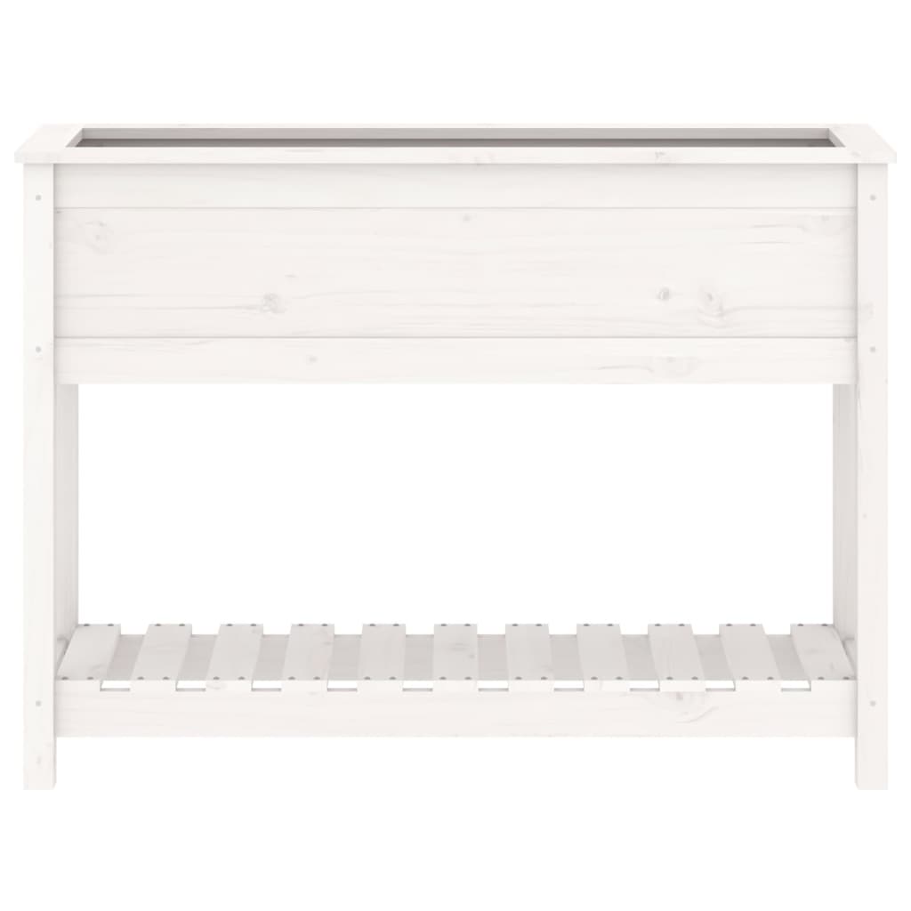 vidaXL Ζαρντινιέρα με Ράφι Λευκή 111,5x34,5x81 εκ. Μασίφ Ξύλο Πεύκου