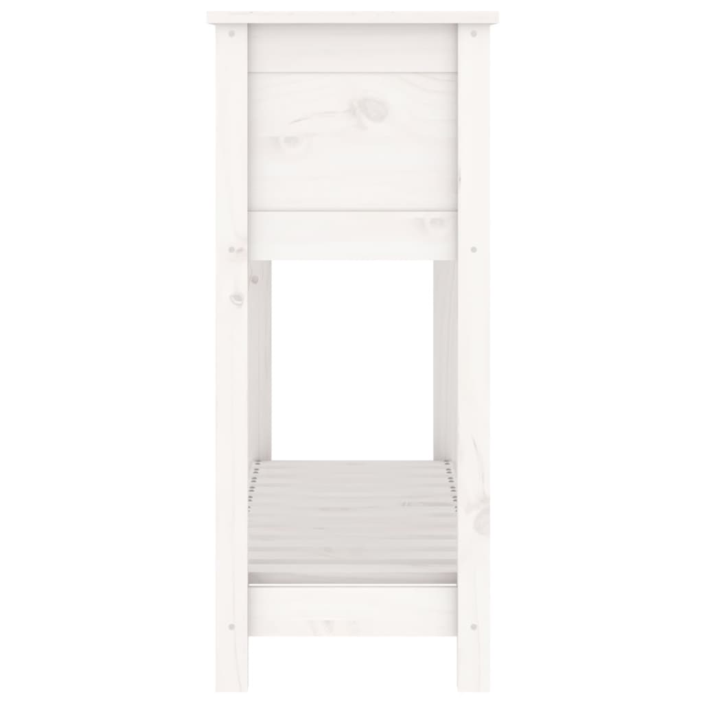 vidaXL Ζαρντινιέρα με Ράφι Λευκή 111,5x34,5x81 εκ. Μασίφ Ξύλο Πεύκου