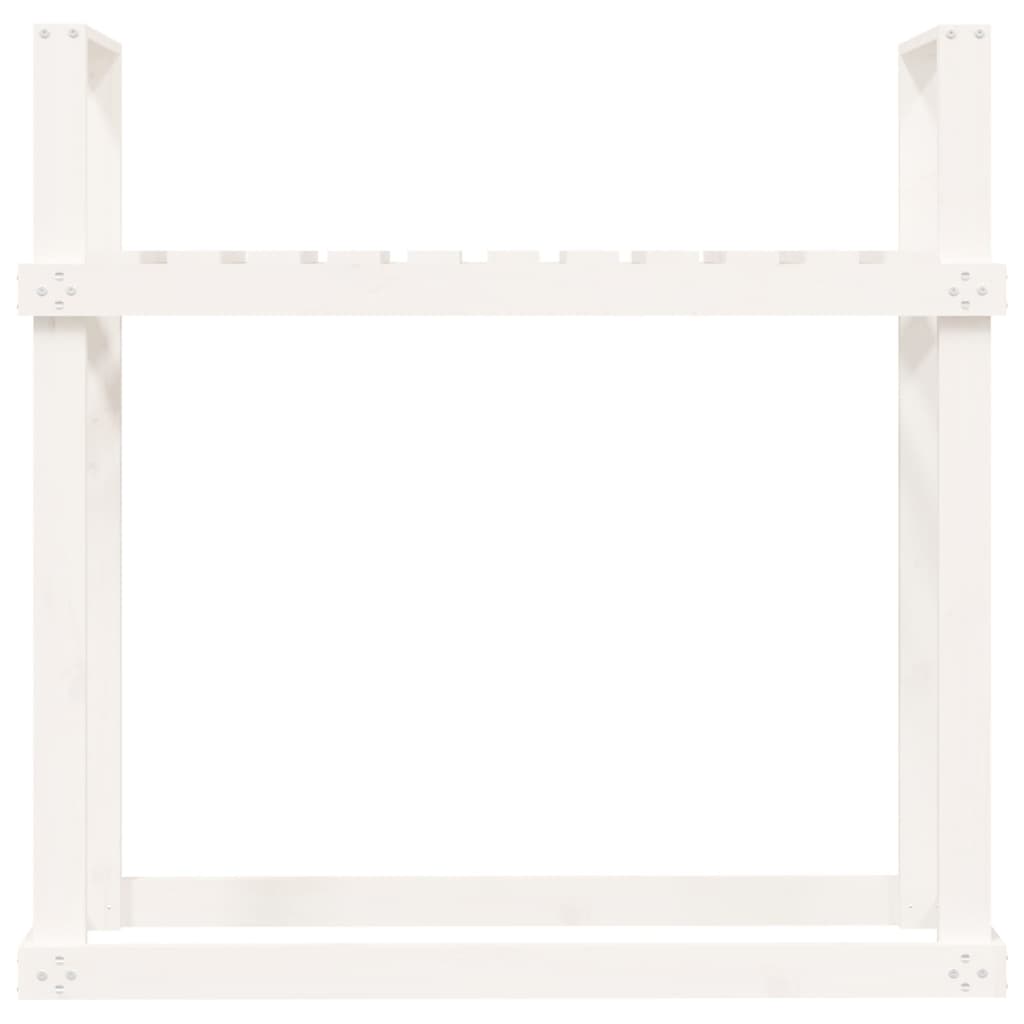 vidaXL Ραφιέρα Καυσόξυλων Λευκή 110x35x108,5 εκ. από Μασίφ Ξύλο Πεύκου