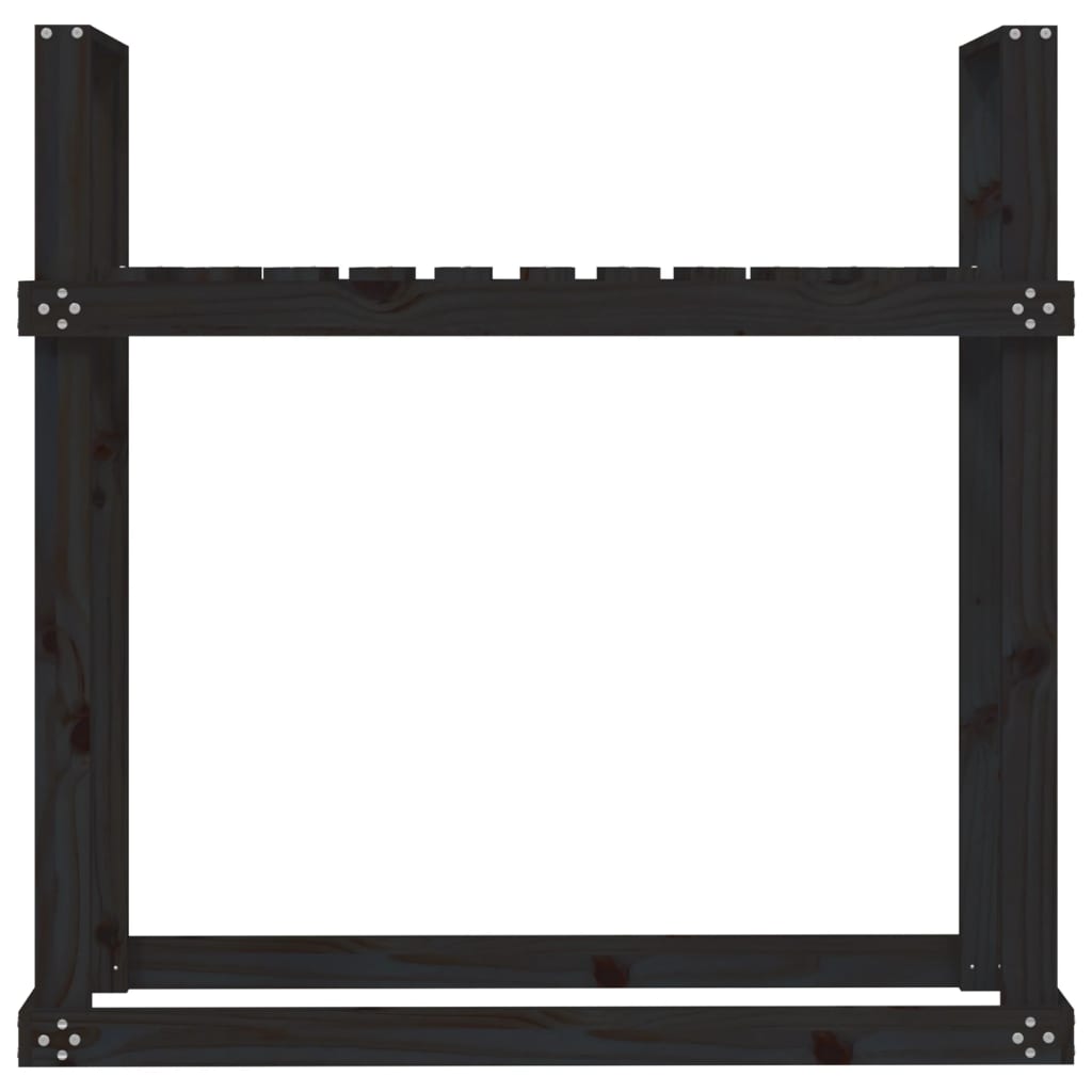 vidaXL Ραφιέρα Καυσόξυλων Μαύρο 110x35x108,5 εκ. από Μασίφ Ξύλο Πεύκου