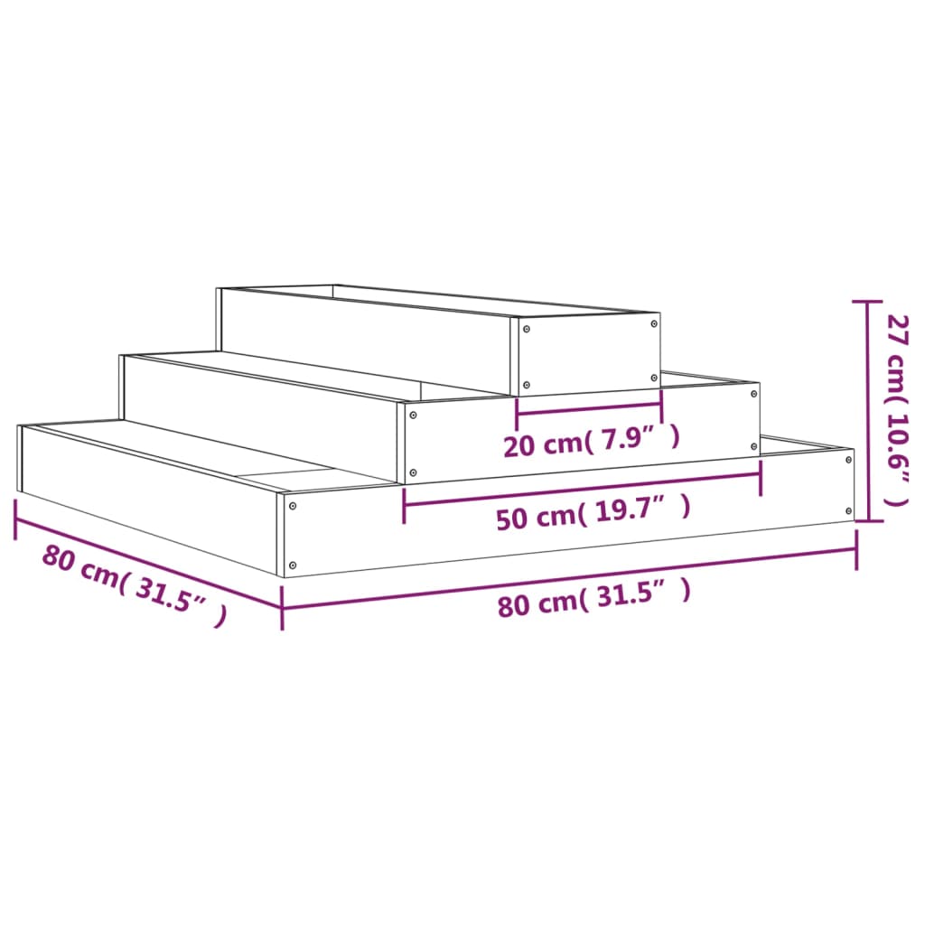 vidaXL Ζαρντινιέρα Καφέ Μελί 80 x 80 x 27 εκ. από Μασίφ Ξύλο Πεύκου