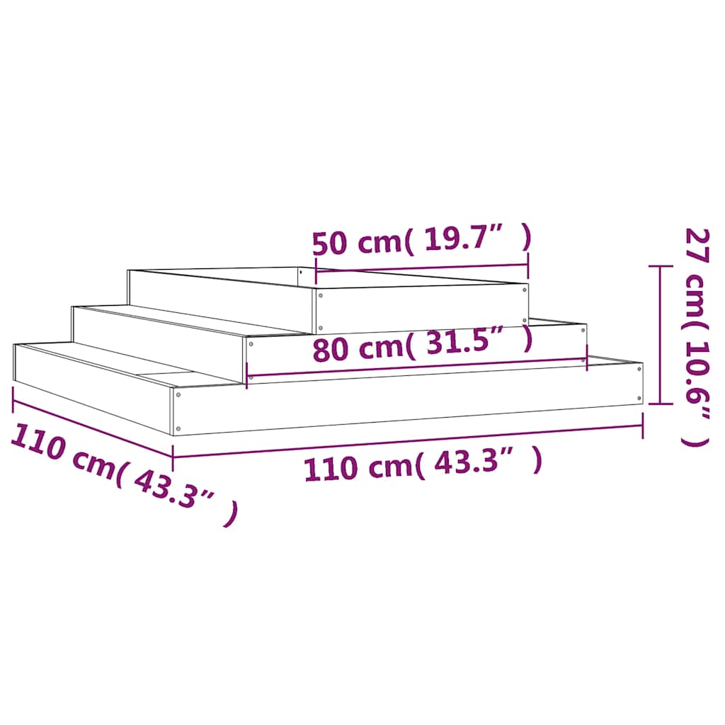 vidaXL Ζαρντινιέρα Καφέ Μελί 110 x 110 x 27 εκ. από Μασίφ Ξύλο Πεύκου