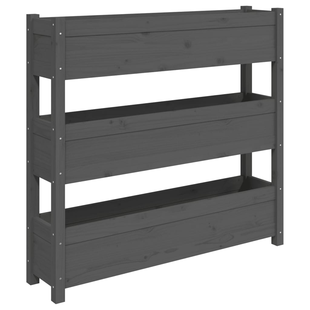 vidaXL Ζαρντινιέρα 112 x 25 x 104,5 εκ. Γκρι από Μασίφ Ξύλο Πεύκου