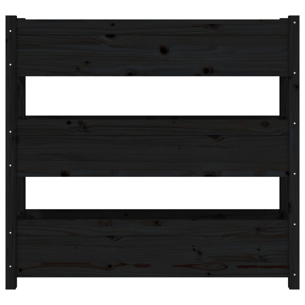vidaXL Ζαρντινιέρα 112 x 25 x 104,5 εκ. Μαύρο από Μασίφ Ξύλο Πεύκου