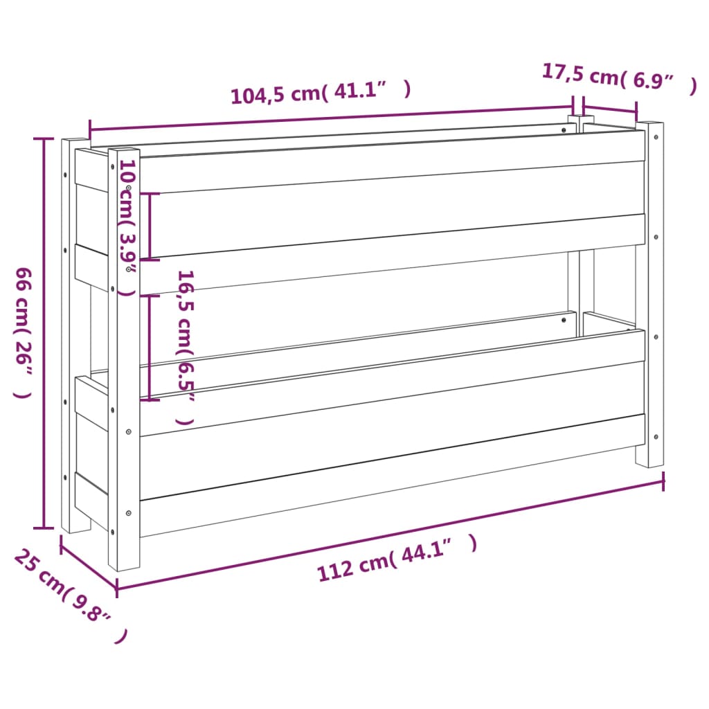vidaXL Ζαρντινιέρα Καφέ Μελί 112x25x66 εκ. από Μασίφ Ξύλο Πεύκου