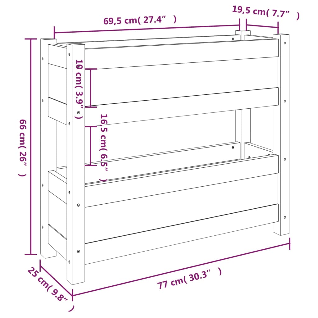 vidaXL Ζαρντινιέρα 77 x 25 x 66 εκ. από Μασίφ Ξύλο Πεύκου