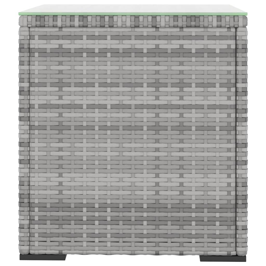 vidaXL Βοηθητικό Τραπεζάκι Γκρι 40x37x40,5εκ Συνθ Ρατάν/ Ψημένο Γυαλί