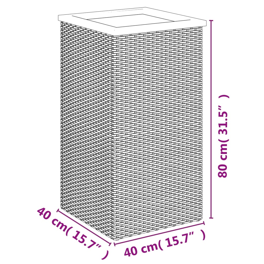vidaXL Ζαρντινιέρα Μαύρη 40 x 40 x 80 εκ. από Συνθετικό Ρατάν