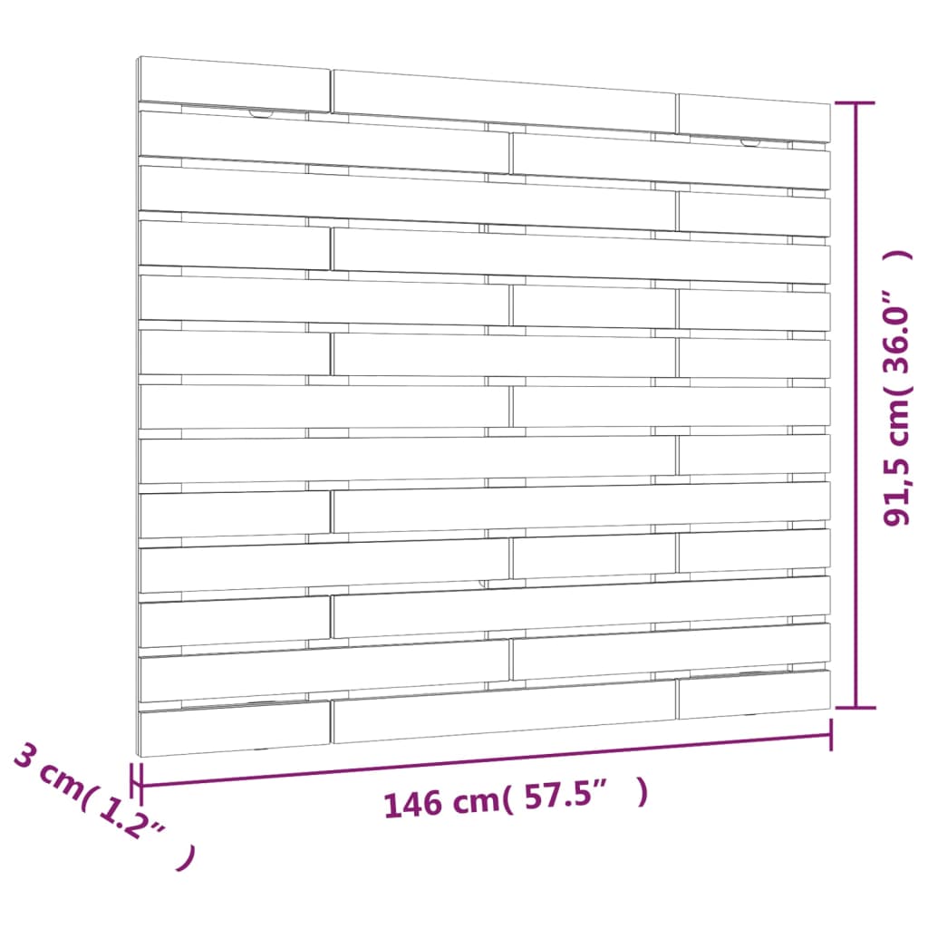 vidaXL Κεφαλάρι Τοίχου Γκρι 146x3x91,5 εκ. από Μασίφ Ξύλο Πεύκου