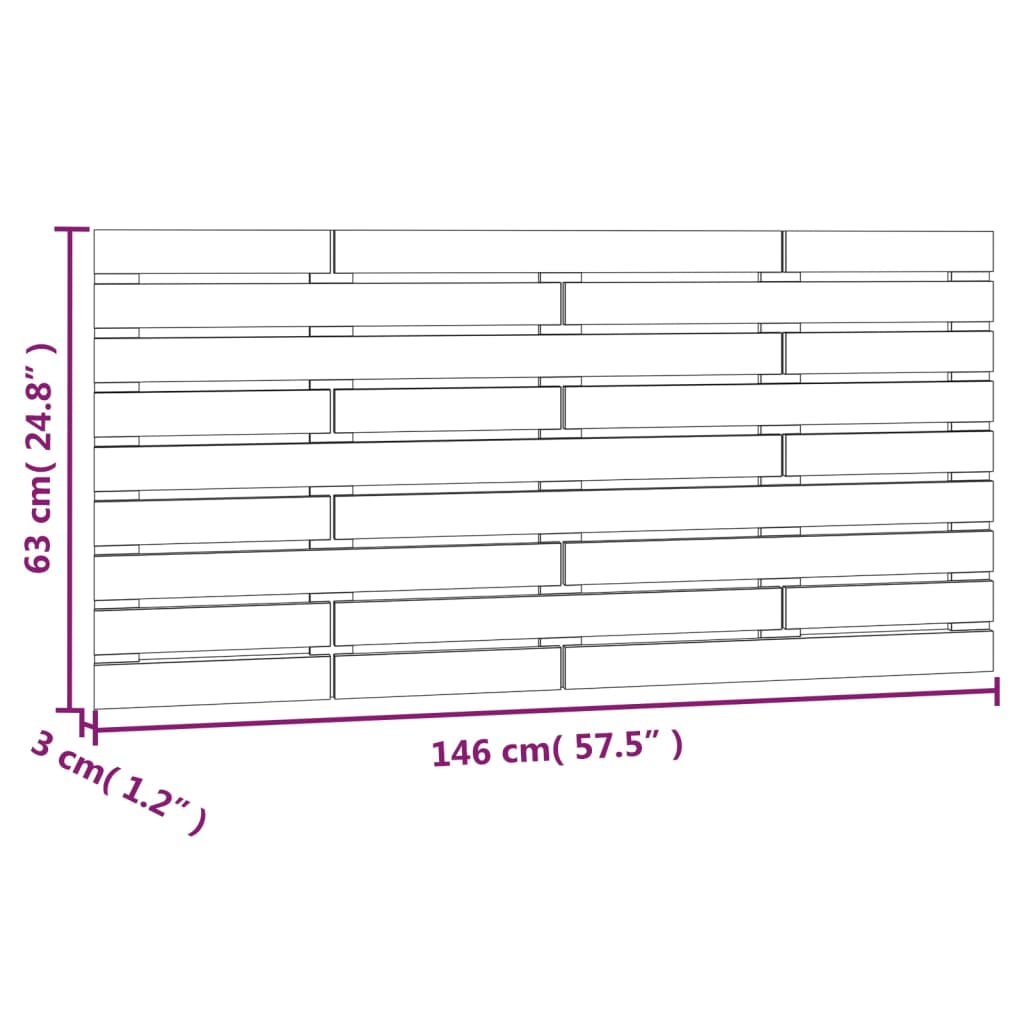 vidaXL Κεφαλάρι Τοίχου Μαύρο 146x3x63 εκ. από Μασίφ Ξύλο Πεύκου