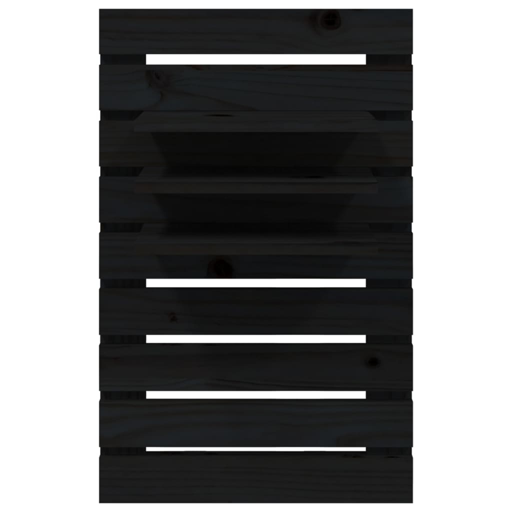 vidaXL Ράφια Κομοδίνου Επιτοίχια 2 τεμ. Μαύρα από Μασίφ Ξύλο Πεύκου