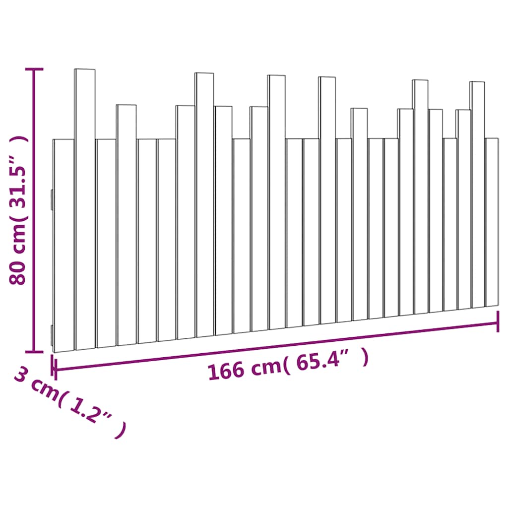 vidaXL Κεφαλάρι Τοίχου Λευκό 166x3x80 εκ. από Μασίφ Ξύλο Πεύκου