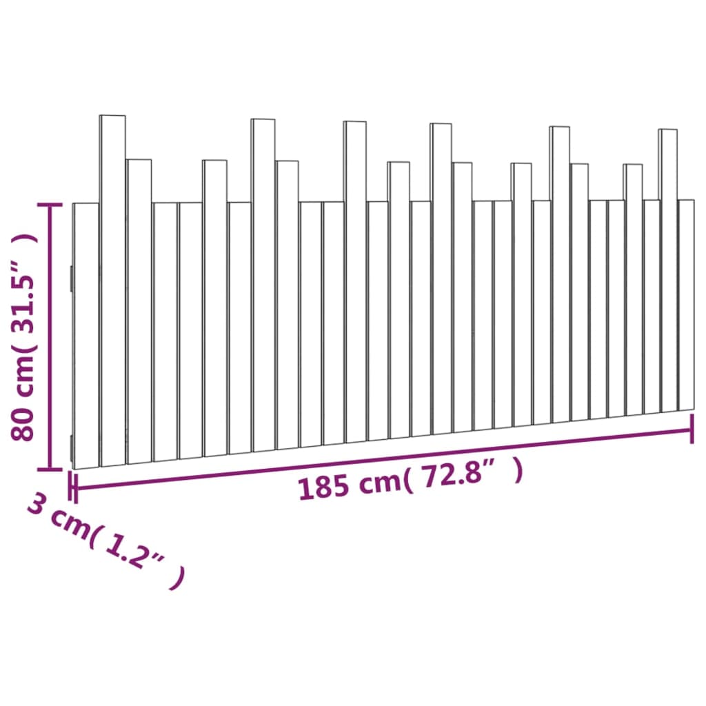 vidaXL Κεφαλάρι Τοίχου 185x3x80 εκ. από Μασίφ Ξύλο Πεύκου