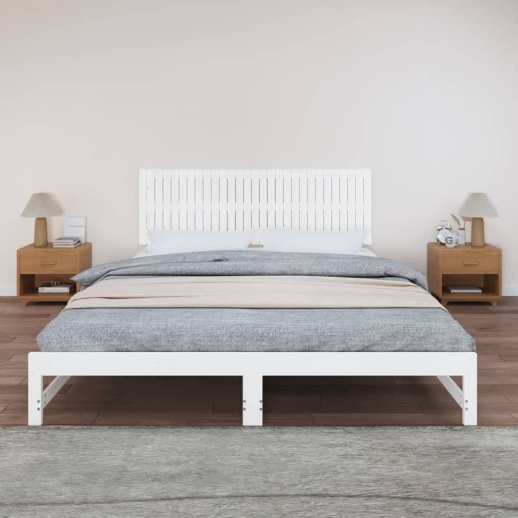 vidaXL Κεφαλάρι Τοίχου Λευκό 185x3x60 εκ. από Μασίφ Ξύλο Πεύκου