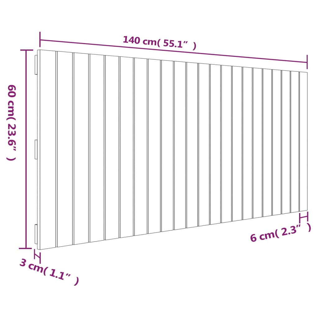vidaXL Κεφαλάρι Τοίχου Γκρι 140x3x60 εκ. από Μασίφ Ξύλο Πεύκου
