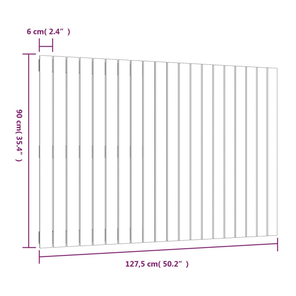 vidaXL Κεφαλάρι Τοίχου Γκρι 127,5x3x90 εκ. από Μασίφ Ξύλο Πεύκου