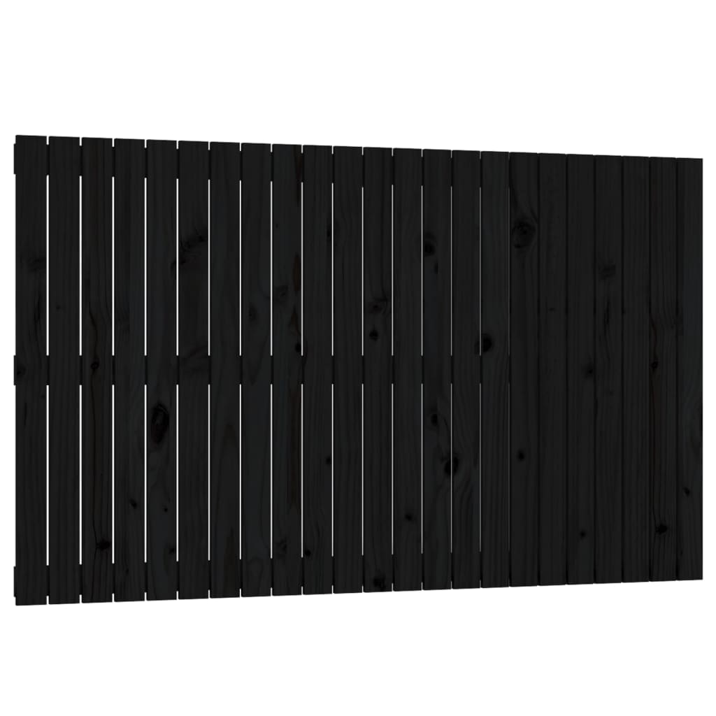 vidaXL Κεφαλάρι Τοίχου Μαύρο 147x3x90 εκ. από Μασίφ Ξύλο Πεύκου