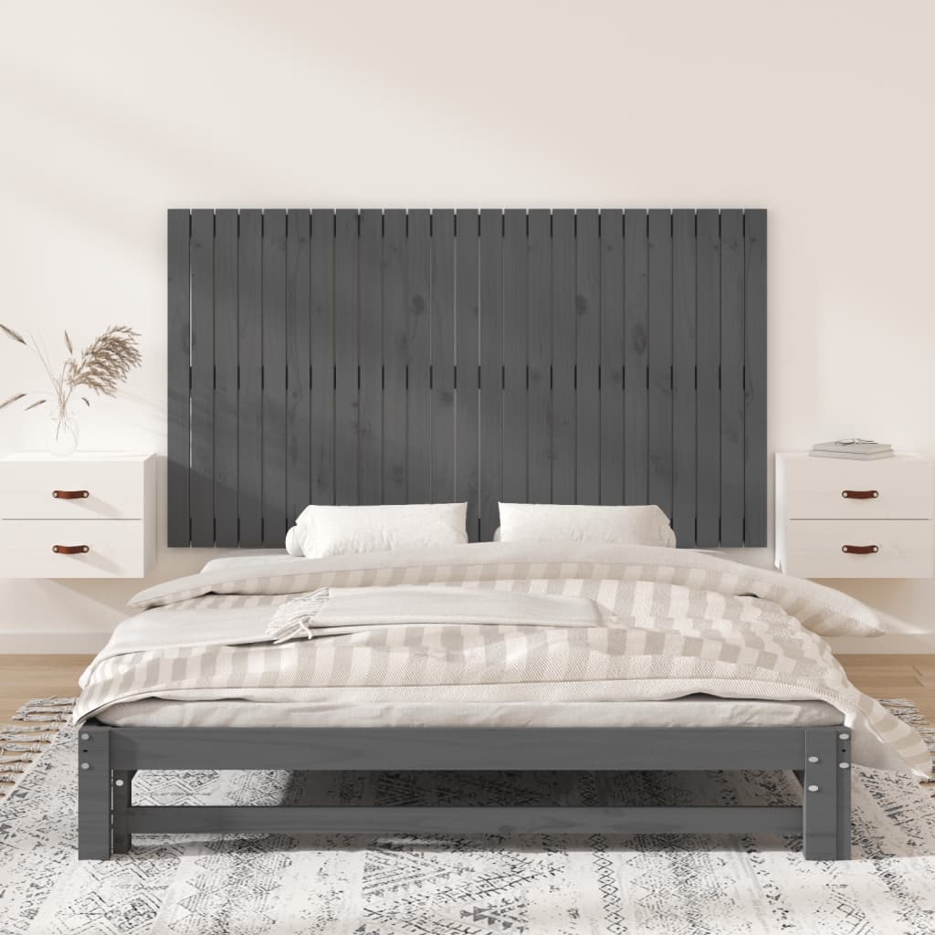 vidaXL Κεφαλάρι Τοίχου Γκρι 159,5x3x90 εκ. από Μασίφ Ξύλο Πεύκου