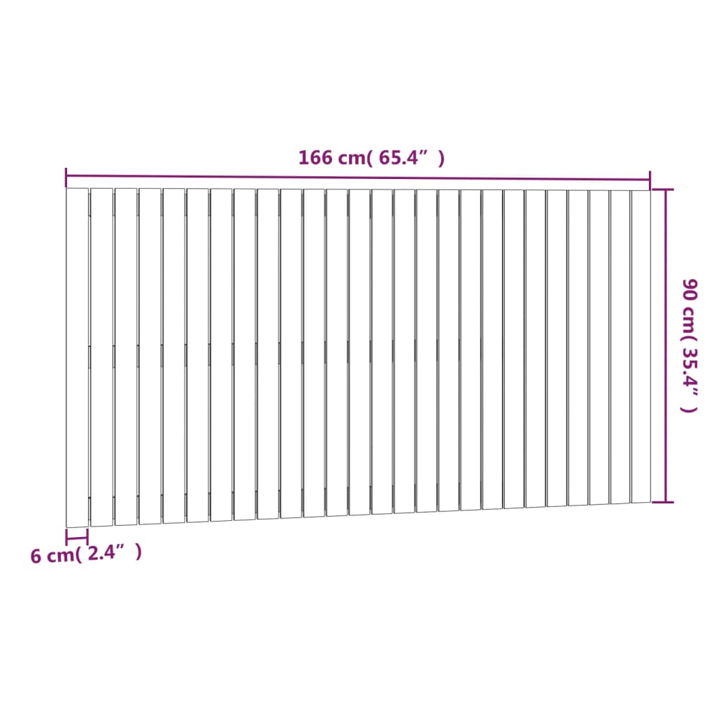 vidaXL Κεφαλάρι Επιτοίχιο 166x3x90 εκ. από Μασίφ Ξύλο Πεύκου