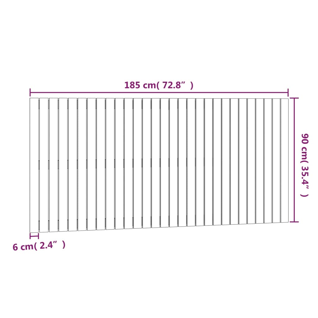 vidaXL Κεφαλάρι Τοίχου Γκρι 185x3x90 εκ. από Μασίφ Ξύλο Πεύκου