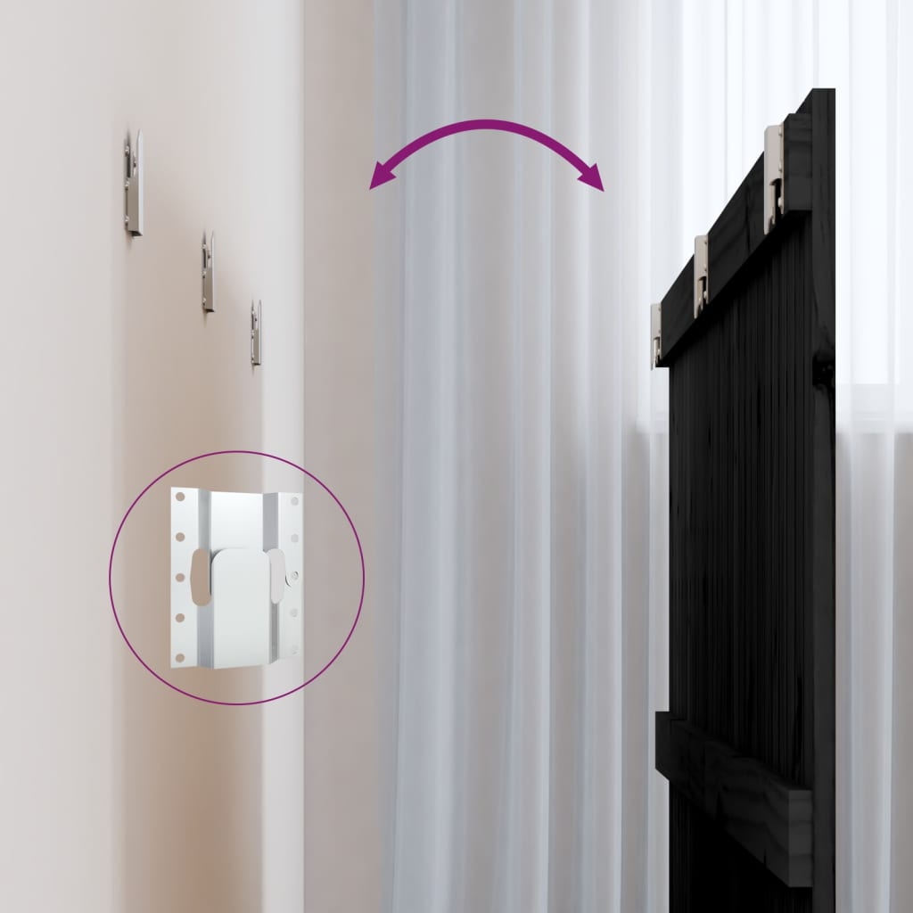 vidaXL Κεφαλάρι Τοίχου Μαύρο 140 x 3 x 90 εκ. από Μασίφ Ξύλο Πεύκου