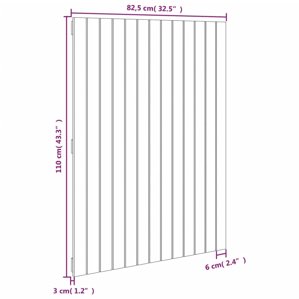 vidaXL Κεφαλάρι Τοίχου 82,5x3x110 εκ. από Μασίφ Ξύλο Πεύκου