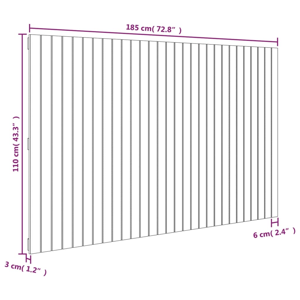 vidaXL Κεφαλάρι Τοίχου Μελί 185x3x110 εκ. από Μασίφ Ξύλο Πεύκου