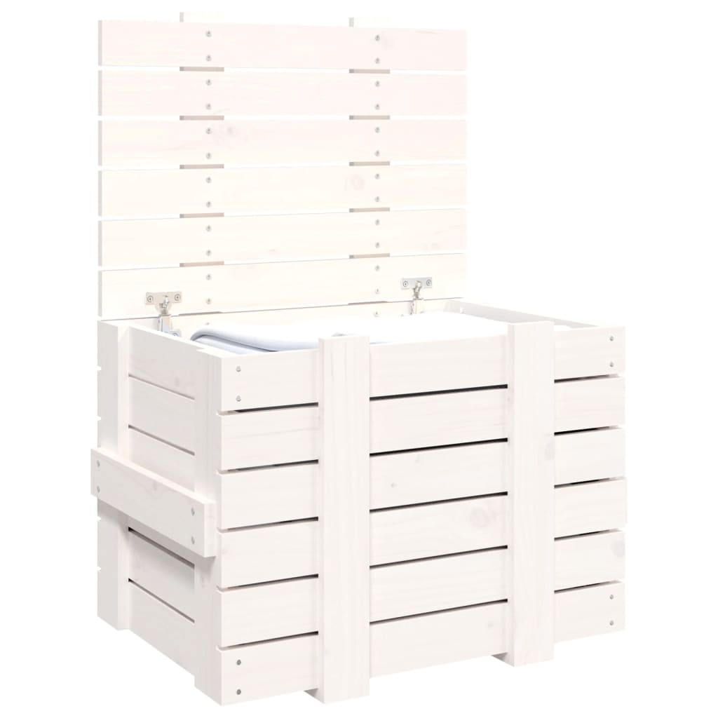 vidaXL Κουτί Αποθήκευσης Λευκό 58x40,5x42 εκ. από Μασίφ Ξύλο Πεύκου