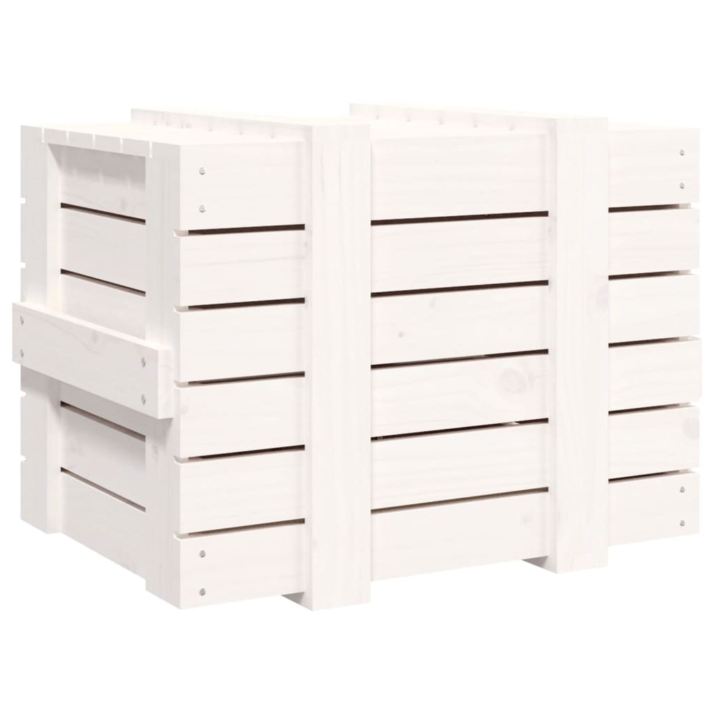 vidaXL Κουτί Αποθήκευσης Λευκό 58x40,5x42 εκ. από Μασίφ Ξύλο Πεύκου