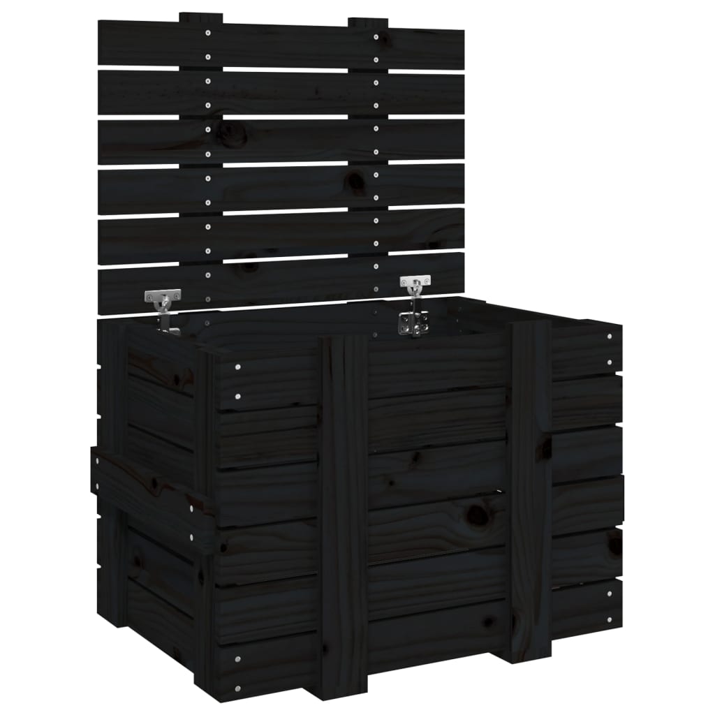 vidaXL Κουτί Αποθήκευσης Μαύρα 58x40,5x42 εκ. Μασίφ Ξύλο Πεύκου