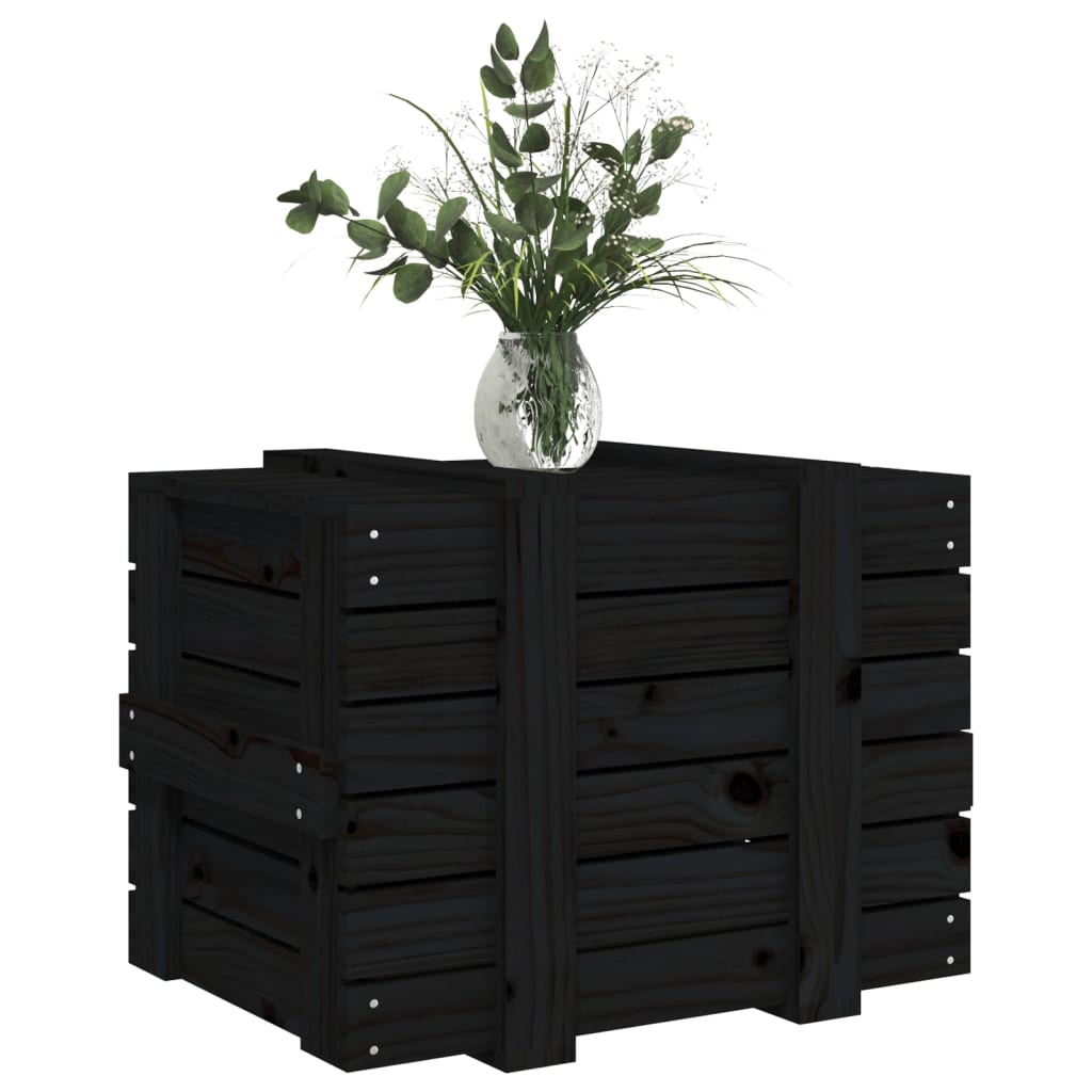 vidaXL Κουτί Αποθήκευσης Μαύρα 58x40,5x42 εκ. Μασίφ Ξύλο Πεύκου