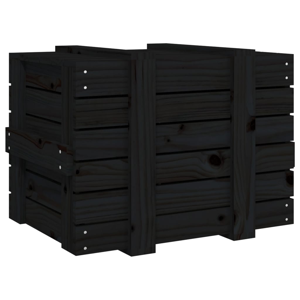 vidaXL Κουτί Αποθήκευσης Μαύρα 58x40,5x42 εκ. Μασίφ Ξύλο Πεύκου